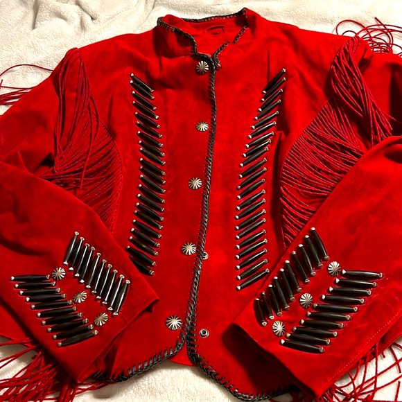 Cripple Creek Red Genuine Leather Jacket. Like New! Size Large - Picture 1 of 13